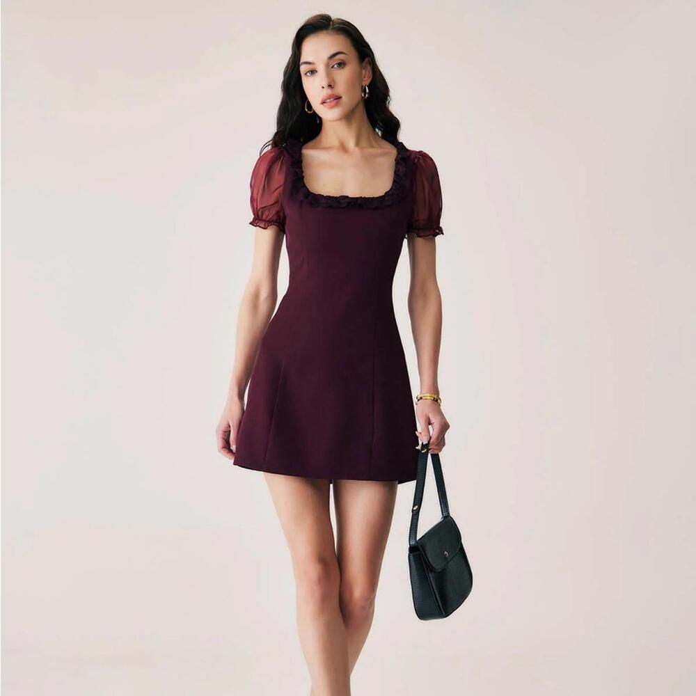 RIHOAS Red Lace Splicing Mini Dress S